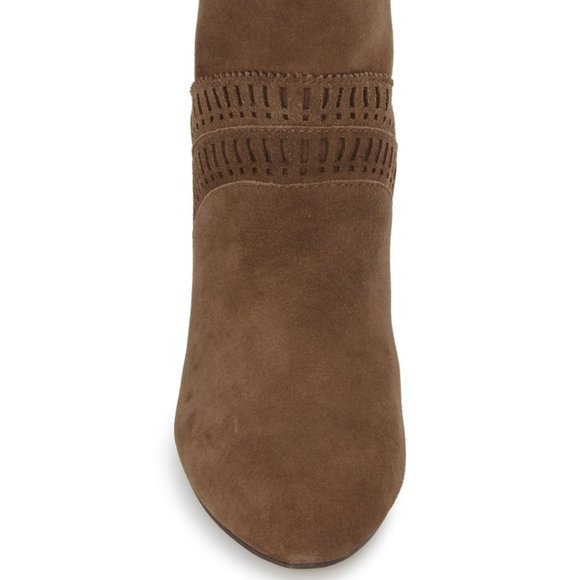 Isola New EVODA Suede Leather Boots Laser Cut Fashion Booties Women's NIB Brown - Picture 3 of 15